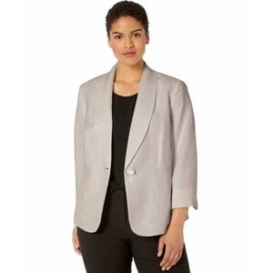 Kasper Blazer One Button Linen Beige 3/4 Sleeves Sz 6P